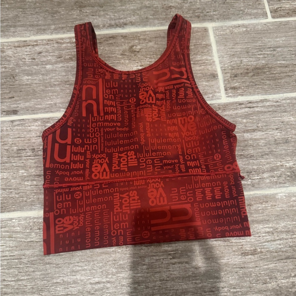 LULULEMON ATHLETICA POWER PIVOT TANK EVERLUX ALL OVER PRINT CROP TOP SHIRT
